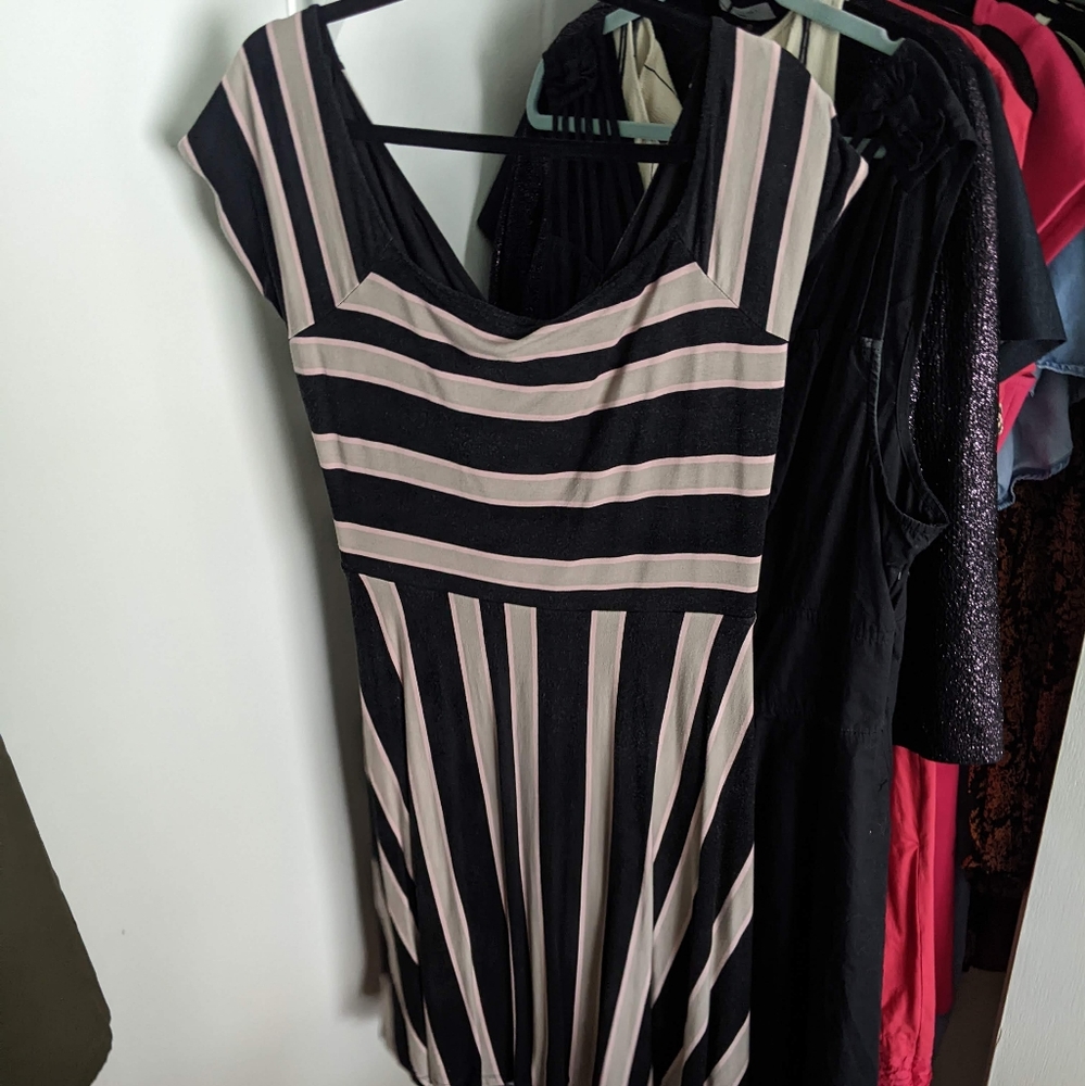 Loft | Striped Peep Back T-shirt Dress